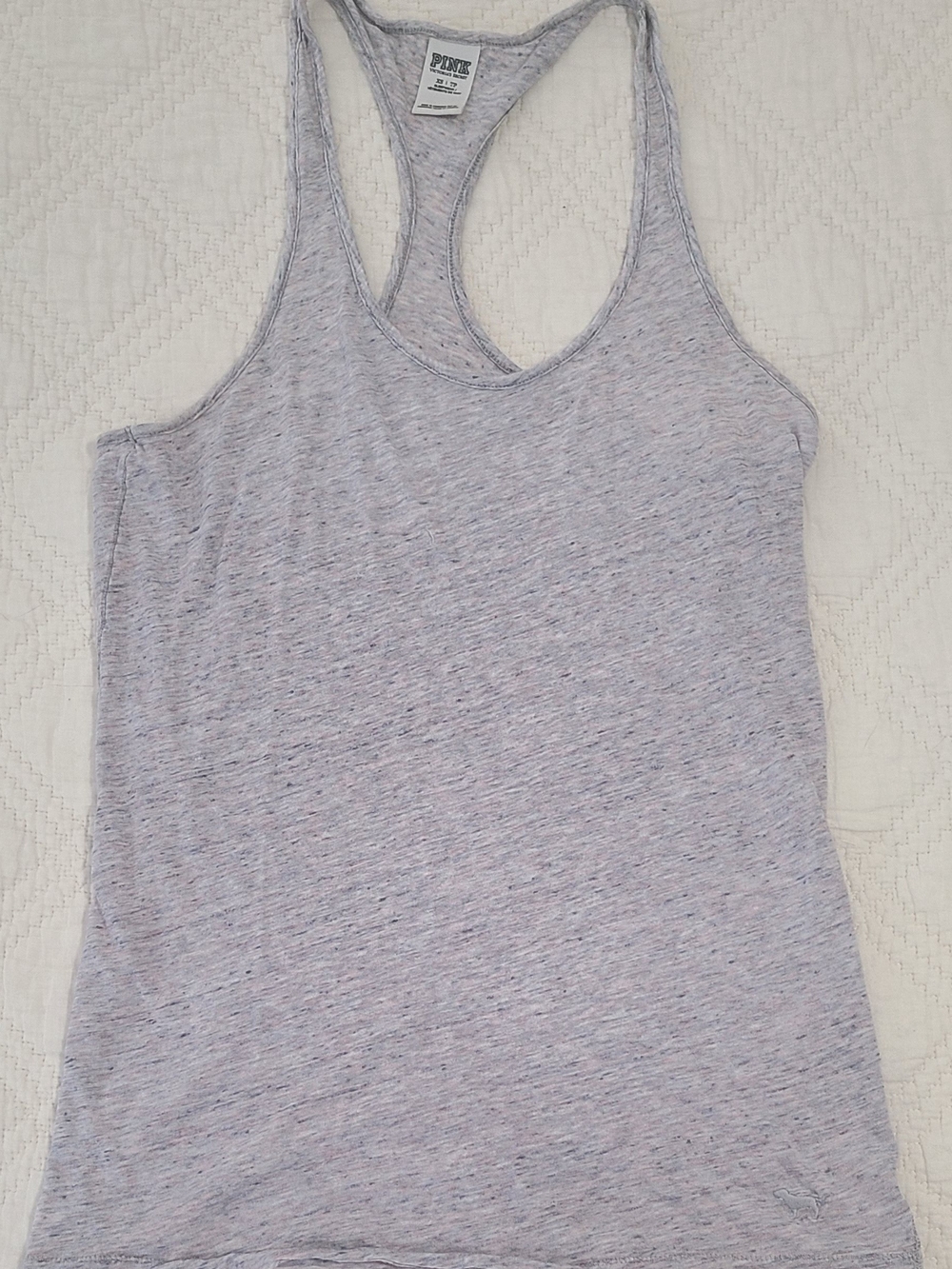PINK Victoria's Secret Light Heather Gray Racerback Tank
